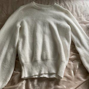 White Balloon Sleeve Sweater